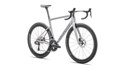 Tarmac SL8 Pro Ultegra Di2 Specialized 2025 Gloss Liquid Silver/Satin Blue Pearl Over Black Liquid Metal